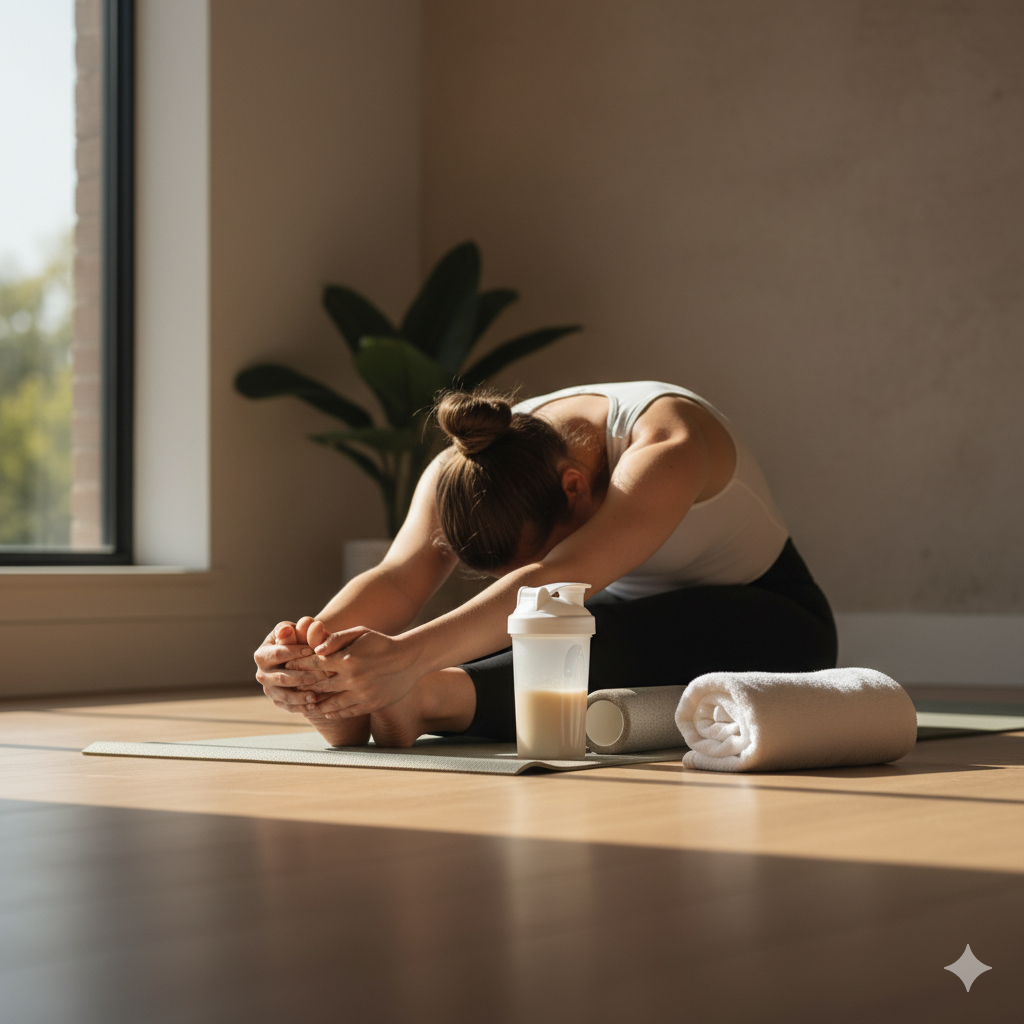 a peaceful scene of someone stretching